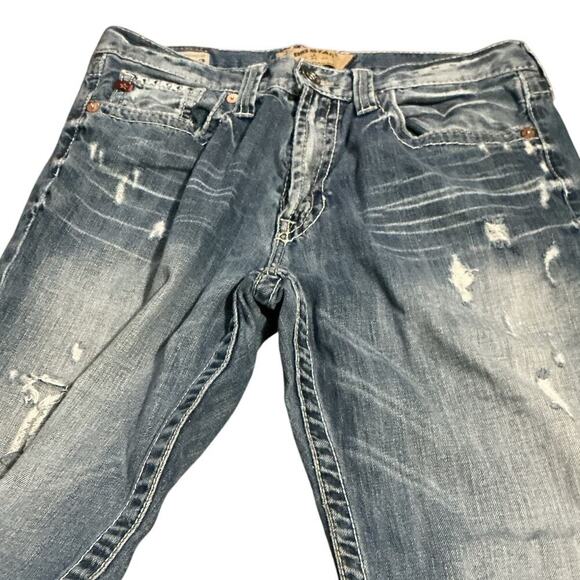 Big Star Pioneer Bootcut Distressed Jeans Men’s 32S Blue Denim - Picture 10 of 14